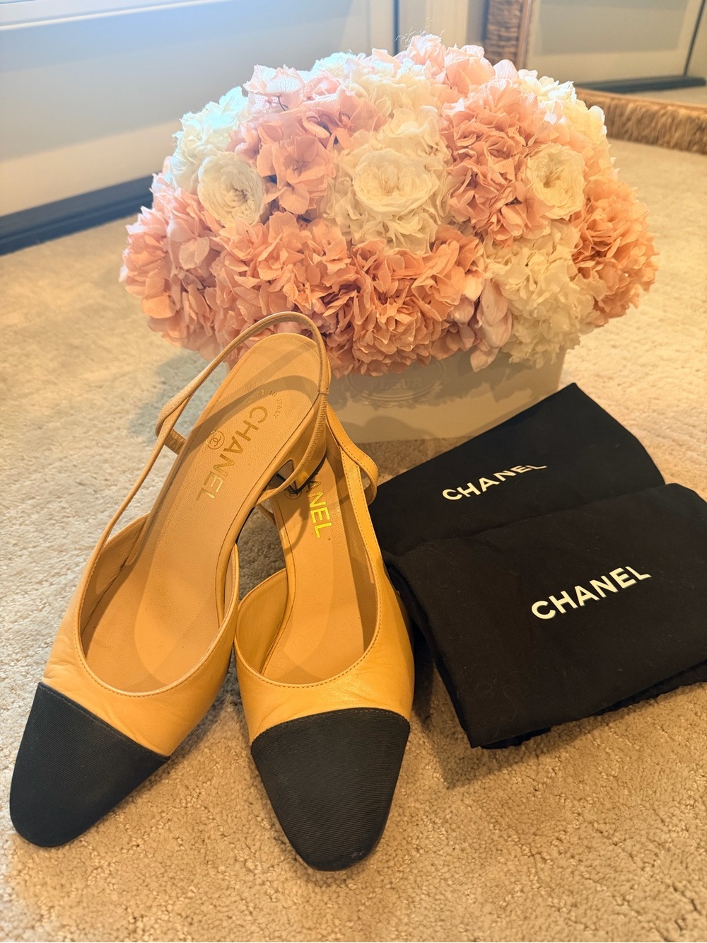 CHANEL Two-Tone Slingback classic beige and black.